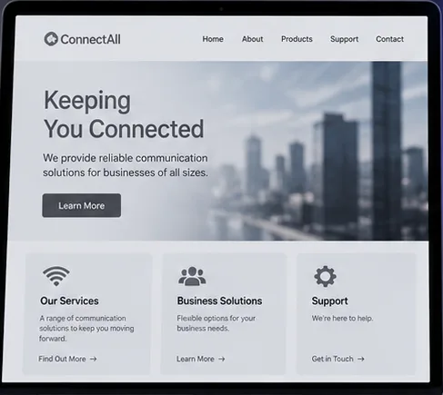 Earlier illustrative website idea for Connectivity
