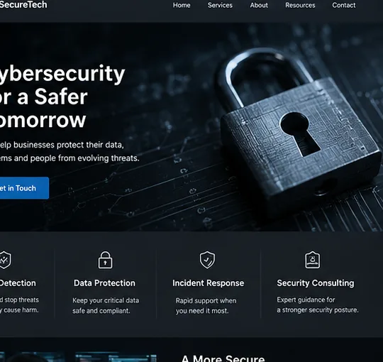 Earlier illustrative website idea for Cybersecurity