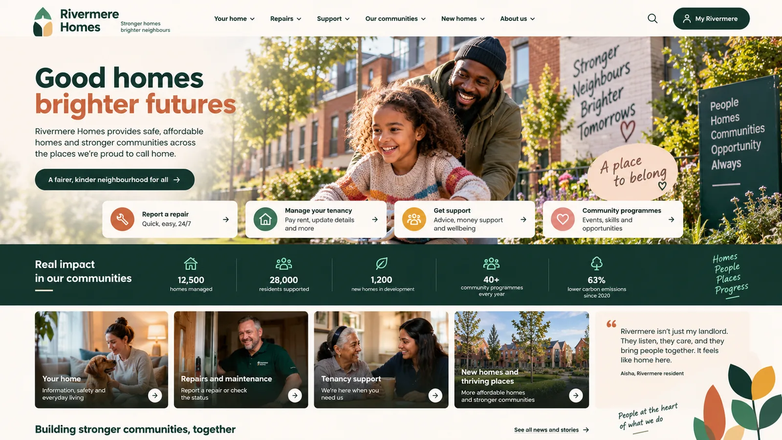 Rivermere Homes — illustrative website study