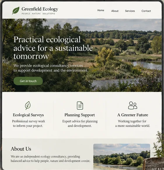 Earlier illustrative website idea for Ecology