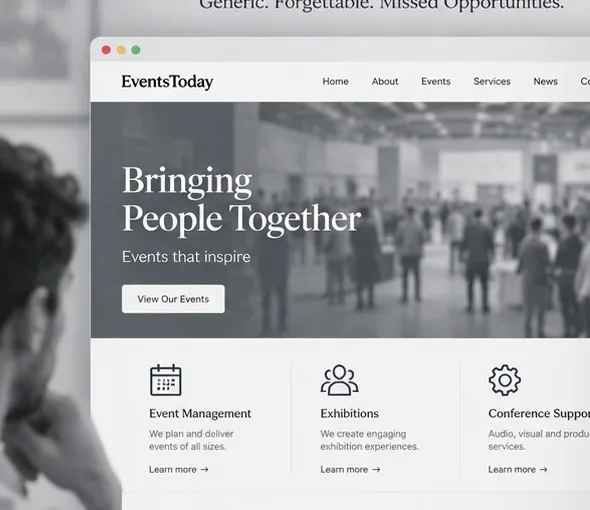 Earlier illustrative website idea for Events