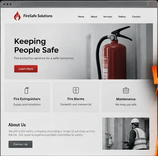 Earlier illustrative website idea for Fire safety