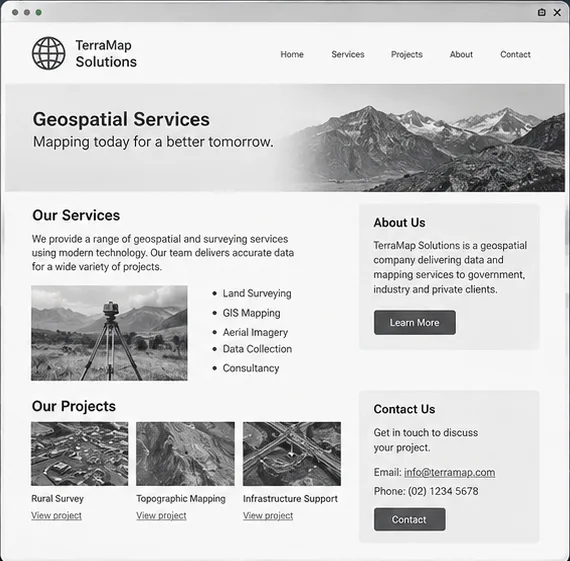Earlier illustrative website idea for Geospatial