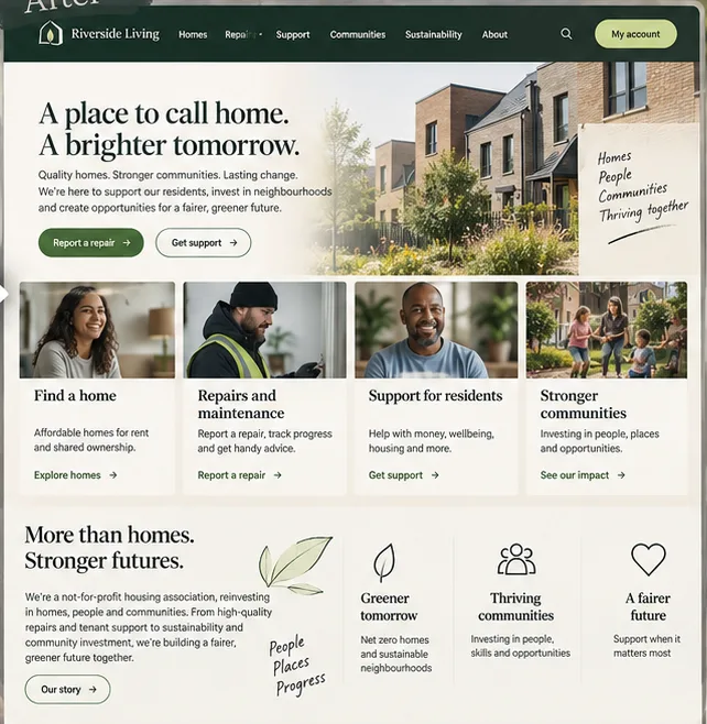 Housing: make repair and support routes immediate — illustrative website study