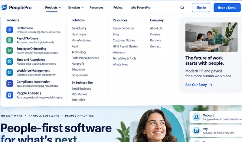 HR software: reveal the workflow before the demo — illustrative website study