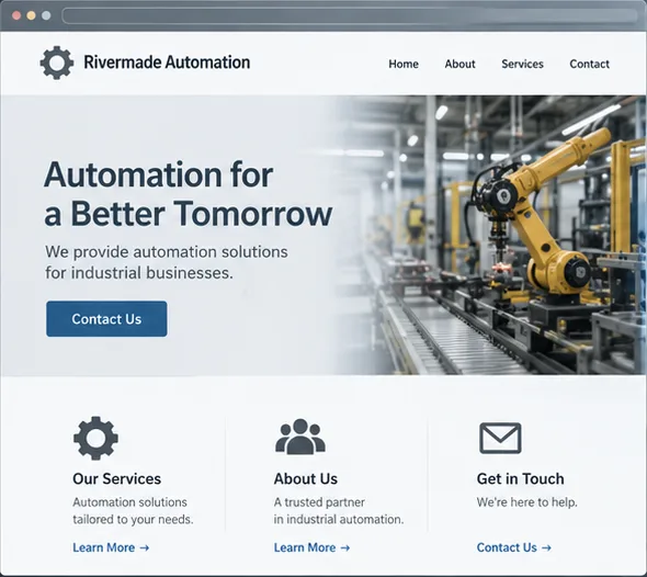 Earlier illustrative website idea for Industrial automation