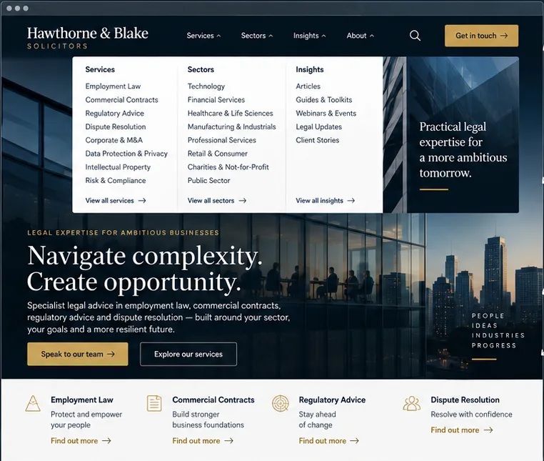 Legal: give each matter a clear starting point — illustrative website study
