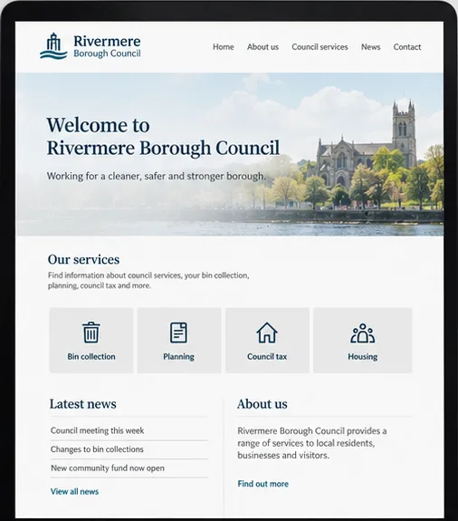 Earlier illustrative website idea for Local government