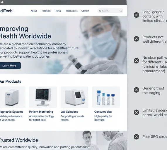 Earlier illustrative website idea for Medical technology