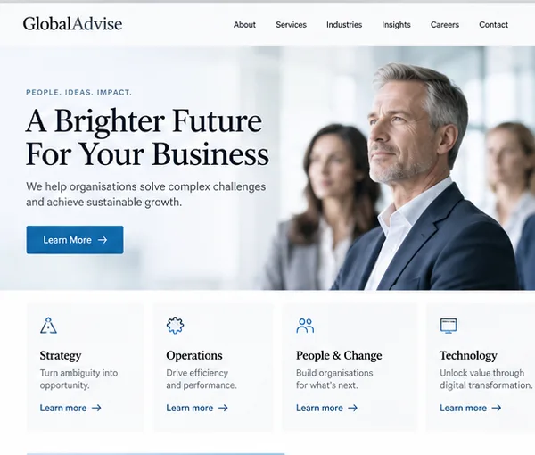 Earlier illustrative website idea for Professional services