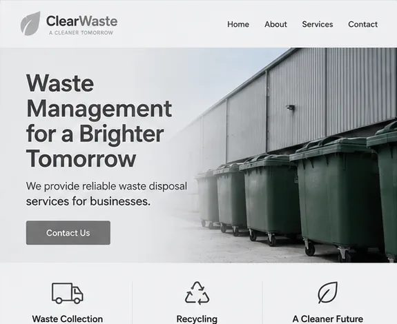 Earlier illustrative website idea for Waste management