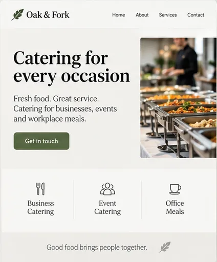 Earlier illustrative website idea for Workplace catering