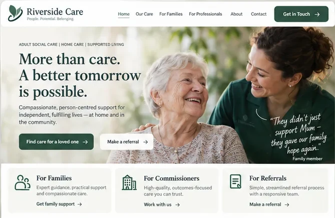 Care: separate family and commissioner journeys — past website preview