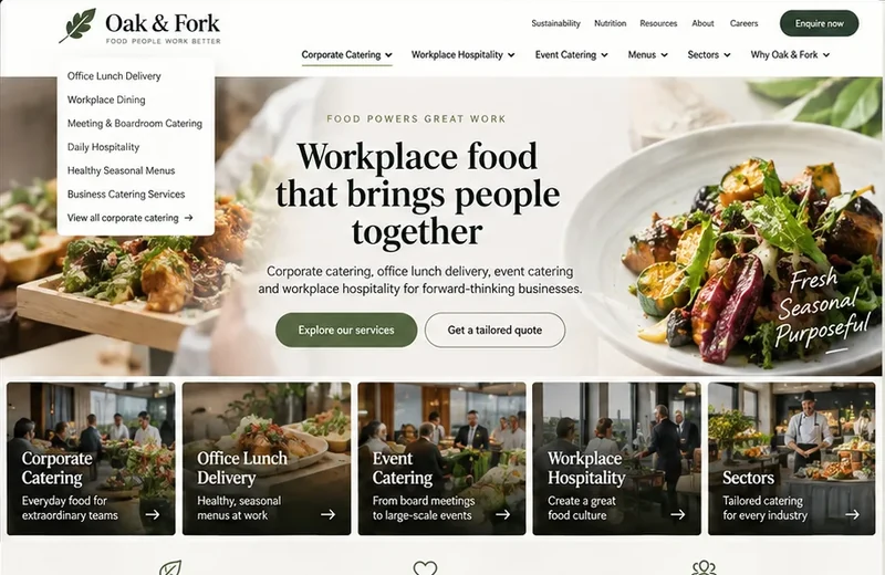 Catering: turn a menu into a business offer — past website preview