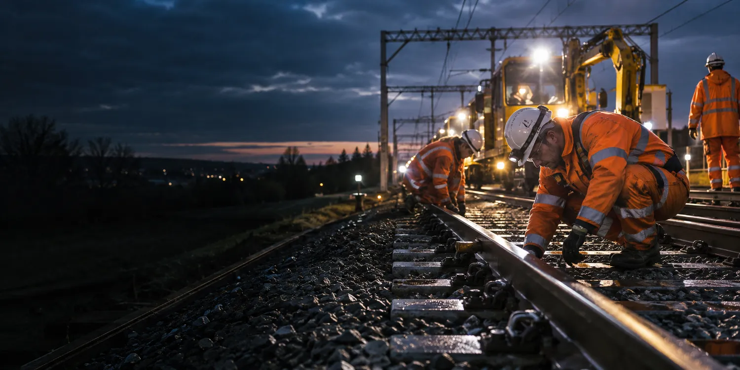 Rail engineering team inspecting track assets during a planned maintenance possession.